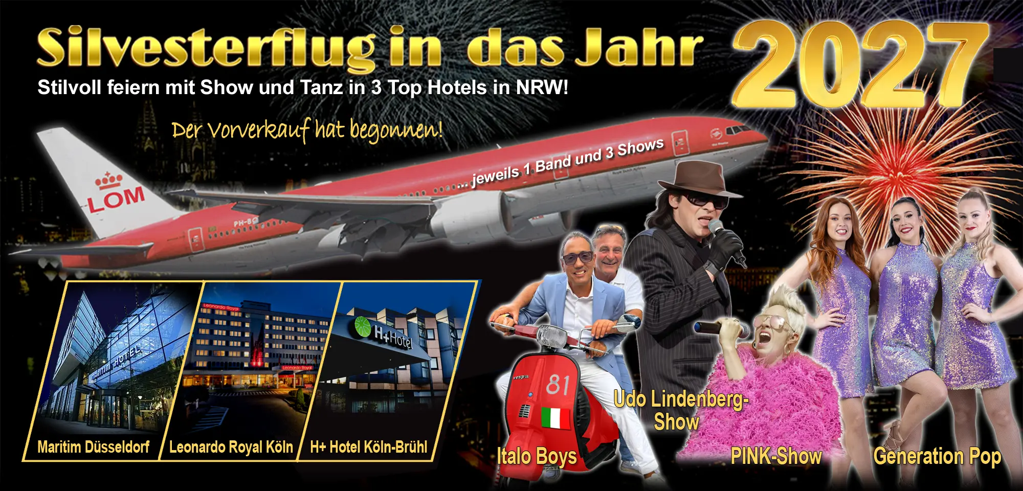 Beste Silvesterpartys 2026 mit Showprogramm und Buffet